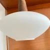 Best Pamono Teak and Opaline Glass Suspension by Uno and Östen Kristiansson for Luxus, Sweden, 1950s