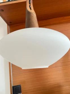 Best Pamono Teak and Opaline Glass Suspension by Uno and Östen Kristiansson for Luxus, Sweden, 1950s