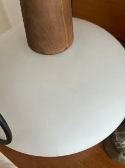 Best Pamono Teak and Opaline Glass Suspension by Uno and Östen Kristiansson for Luxus, Sweden, 1950s