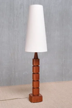 Outlet Pamono Teak Wood Floor Lamp from Möllers Armatur, Eskilstuna, Sweden, 1960s