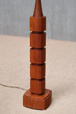 Outlet Pamono Teak Wood Floor Lamp from Möllers Armatur, Eskilstuna, Sweden, 1960s