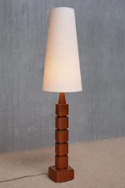 Outlet Pamono Teak Wood Floor Lamp from Möllers Armatur, Eskilstuna, Sweden, 1960s