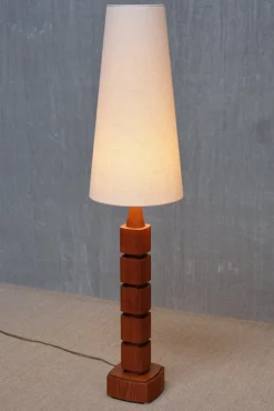 Outlet Pamono Teak Wood Floor Lamp from Möllers Armatur, Eskilstuna, Sweden, 1960s