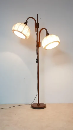 New Pamono Teakwood Double Floor Lamp from Domus, Denmark, 1970s