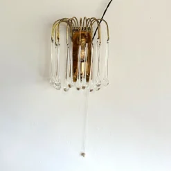 Sale Pamono Teardrop Wall Lamp with 13 Clear Murano Glass Drops, 1970s