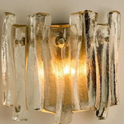 Sale Pamono Textured Ice Glass and Chrome Wall Light attributed to J. T. Kalmar for Kalmar, 1970s