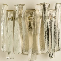 Sale Pamono Textured Ice Glass and Chrome Wall Light attributed to J. T. Kalmar for Kalmar, 1970s