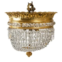 Pamono 19th Century Gilt Bronze and Crystal Pendant