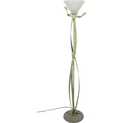 Outlet Pamono 20th Century Green Lacquered Metal Floor Lamp with Murano Glass Bowl