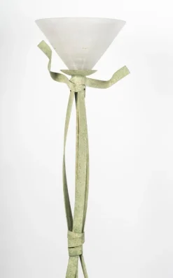 Outlet Pamono 20th Century Green Lacquered Metal Floor Lamp with Murano Glass Bowl