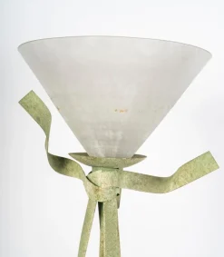 Outlet Pamono 20th Century Green Lacquered Metal Floor Lamp with Murano Glass Bowl