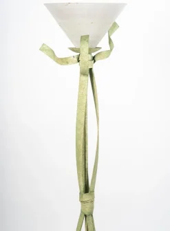 Outlet Pamono 20th Century Green Lacquered Metal Floor Lamp with Murano Glass Bowl