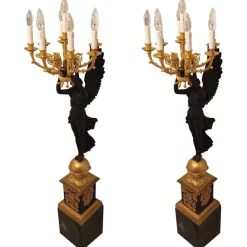 Pamono 20th Century Princely Candleholder Floor Lights in style of Pierre Philippe Thomire, 1980s, Set of 2