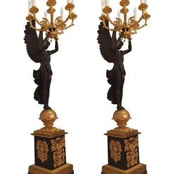 Pamono 20th Century Princely Candleholder Floor Lights in style of Pierre Philippe Thomire, 1980s, Set of 2