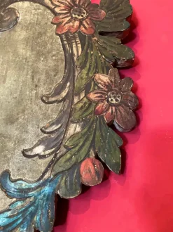 Best Pamono 18th Century Rococo Venetian Polychrome and Mecca Lacquered Wooden Wall Sconces with Iron Arms, Set of 2