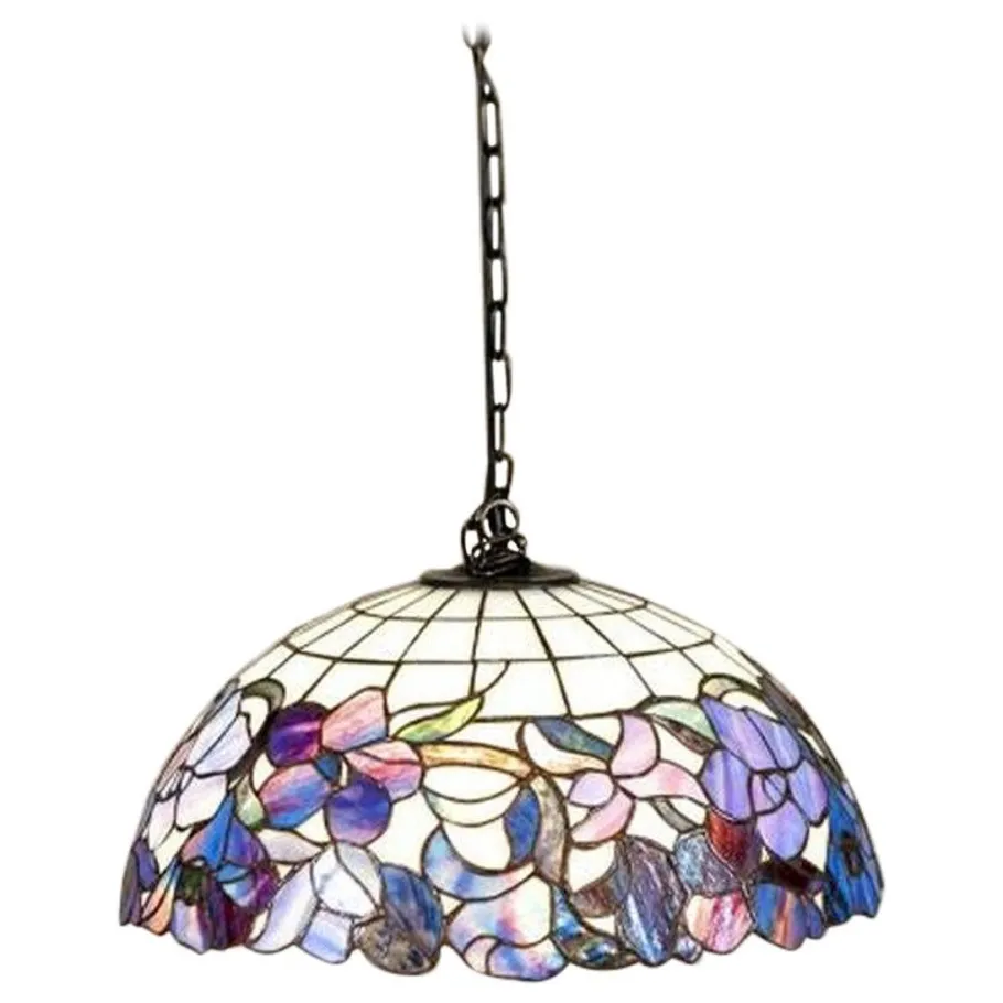 Best Pamono 20th-Century Hanging Lamp with Multicolored Shade in the style of Tiffany, 1940s