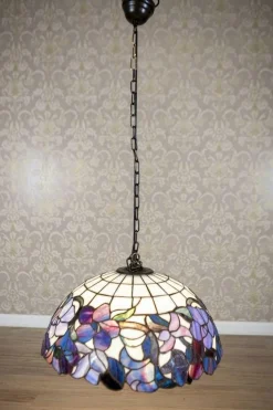 Best Pamono 20th-Century Hanging Lamp with Multicolored Shade in the style of Tiffany, 1940s