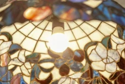 Best Pamono 20th-Century Hanging Lamp with Multicolored Shade in the style of Tiffany, 1940s