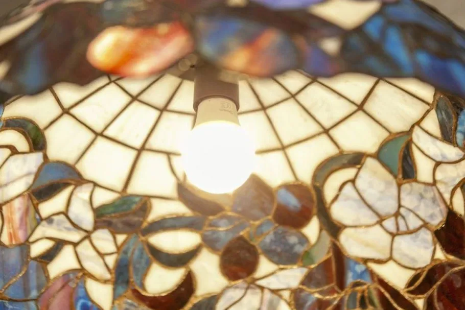 Best Pamono 20th-Century Hanging Lamp with Multicolored Shade in the style of Tiffany, 1940s