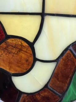 Sale Pamono Tiffany Model Lamp in Silver, Root Wood & Cathedral Glass, Italy, 1989