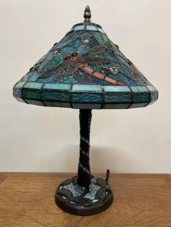 Best Pamono Tiffany Style Blue Mosaic Lamp with Dragonfly Motif