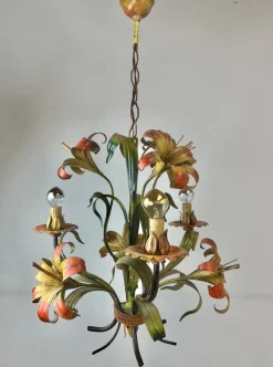 Sale Pamono Tole Flower Chandelier, France, 1950s