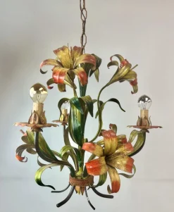 Sale Pamono Tole Flower Chandelier, France, 1950s