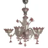 Sale Pamono Transparent and Pink Murano Style Glass Chandelier with Flowers and Leaves from Simoeng