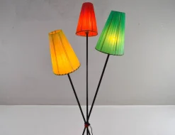 Sale Pamono Tripod Floor Lamp with Colored Shades by Mathieu Matégot, 1950s