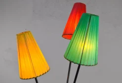Sale Pamono Tripod Floor Lamp with Colored Shades by Mathieu Matégot, 1950s