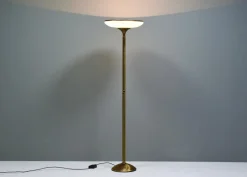 Best Pamono Turned Brass and Opaline Glass Floor Lamp from Relco Milano, Italy, 1970s