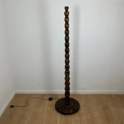 Clearance Pamono Turned Wooden Floor Lamp, 1980