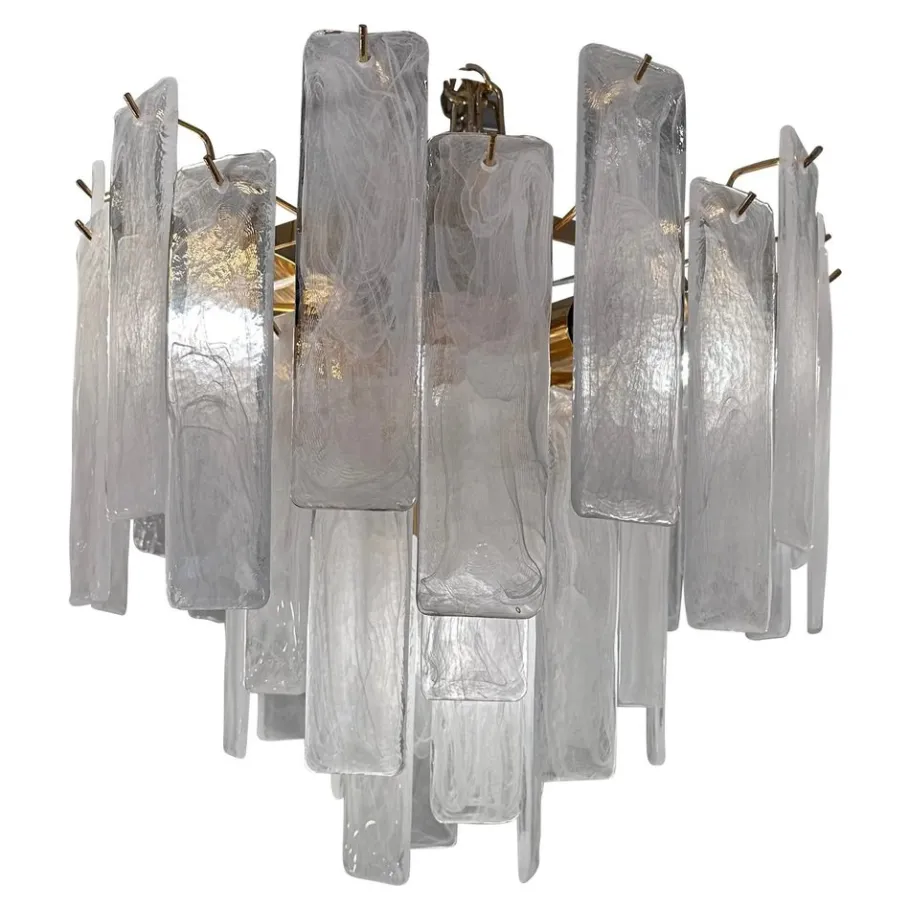 Sale Pamono Veneered-White Listelli Alabastro Chandelier by Simoeng