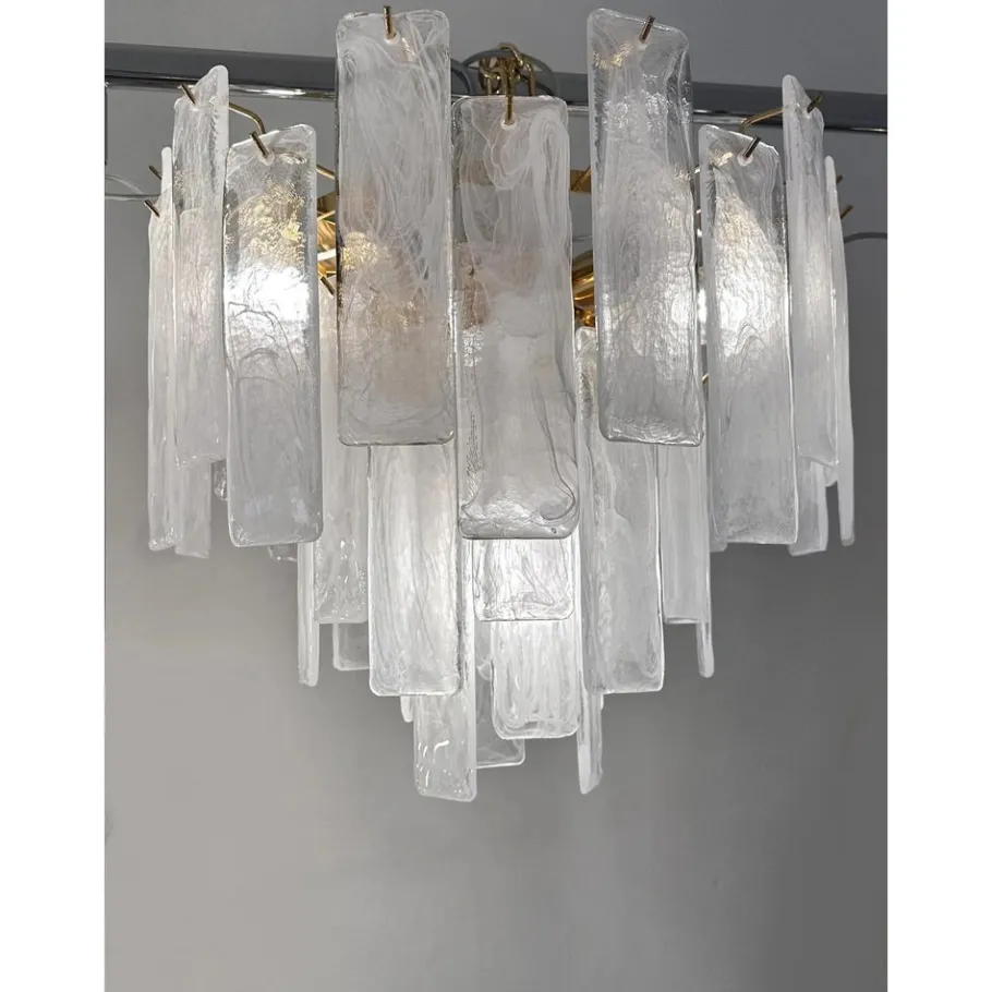Sale Pamono Veneered-White Listelli Alabastro Chandelier by Simoeng