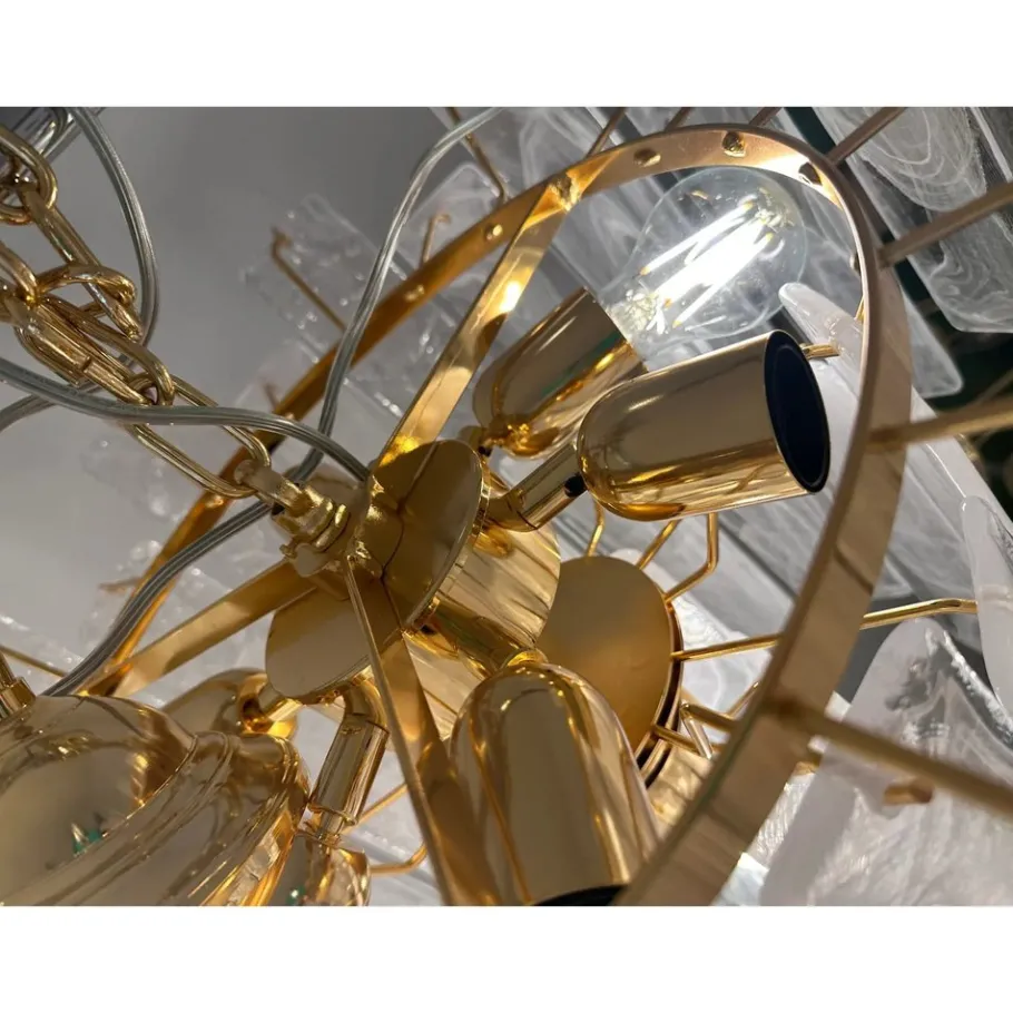 Sale Pamono Veneered-White Listelli Alabastro Chandelier by Simoeng