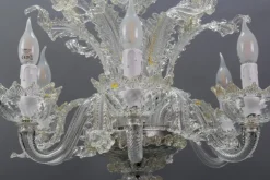 Sale Pamono Venetian Murano Glass and Gold Dust Floral Chandelier, Italy, 1950s