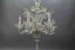 Sale Pamono Venetian Murano Glass and Gold Dust Floral Chandelier, Italy, 1950s