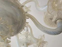 Best Pamono Venetian Murano Glass 6-Light Chandelier with Flower Decor, 1970