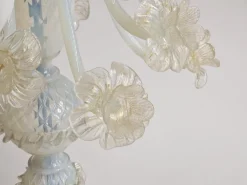 Best Pamono Venetian Murano Glass 6-Light Chandelier with Flower Decor, 1970