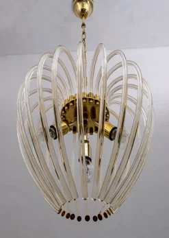 Sale Pamono Venini Chandelier in Murano Glass and Brass by Paolo Venini for Venini, Italy, 1950s