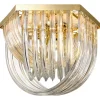 Best Pamono Venini Flushmount in Curved Crystal Glass and Gilt Brass, Italy