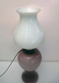 Sale Pamono Venini Large Floor Lamp 'Petrolione' in Incamiciato Opaline Glass, 1960s