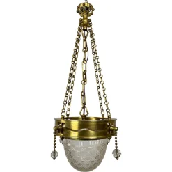 Best Pamono Vienna Secession Brass Hanging Lamp attributed Kolo Moser, 1890s