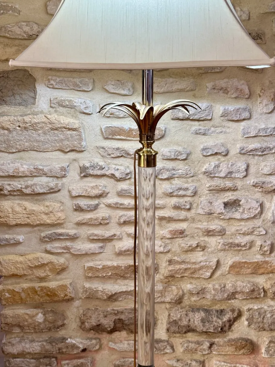 Online Pamono Vintage Acrylic Glass and Brass Floor Lamp from Maison Roméo, 1970s