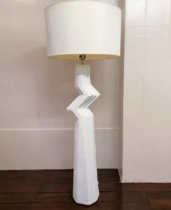 Pamono Vintage American Postmodern Textured Plaster Zig Zag Floor Lamp, 1980s