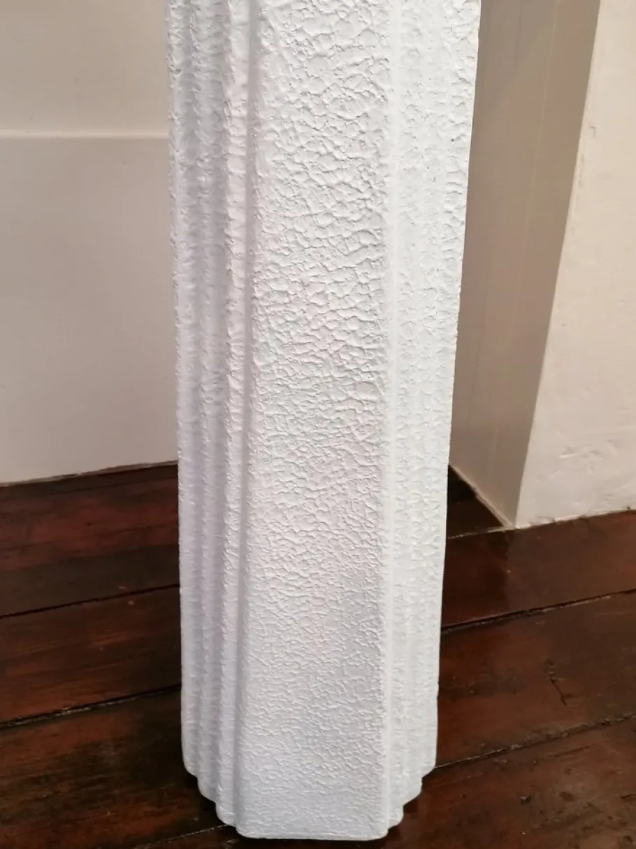 Pamono Vintage American Postmodern Textured Plaster Zig Zag Floor Lamp, 1980s