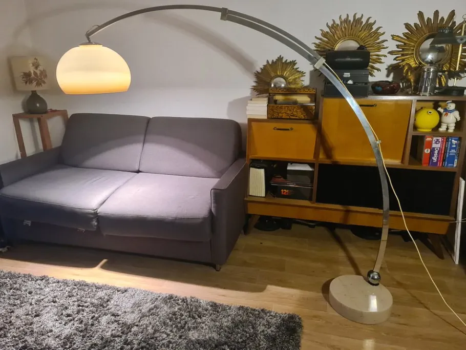 New Pamono Vintage Arc Floor Lamp attributed to Harvey Guzzini, 1970