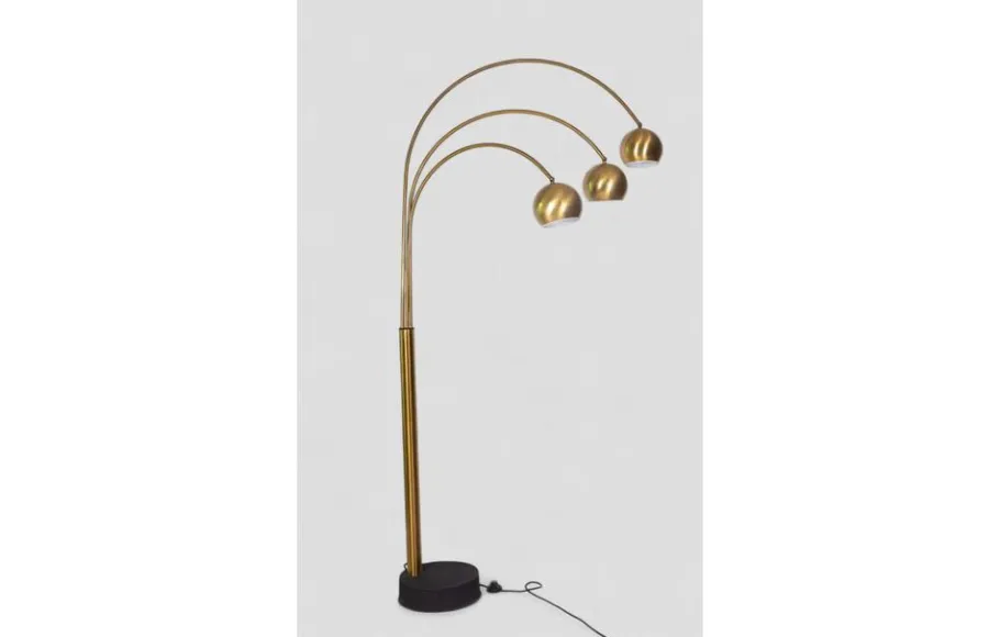 Outlet Pamono Vintage Arc 3-Light Floor Lamp in Brushed Brass