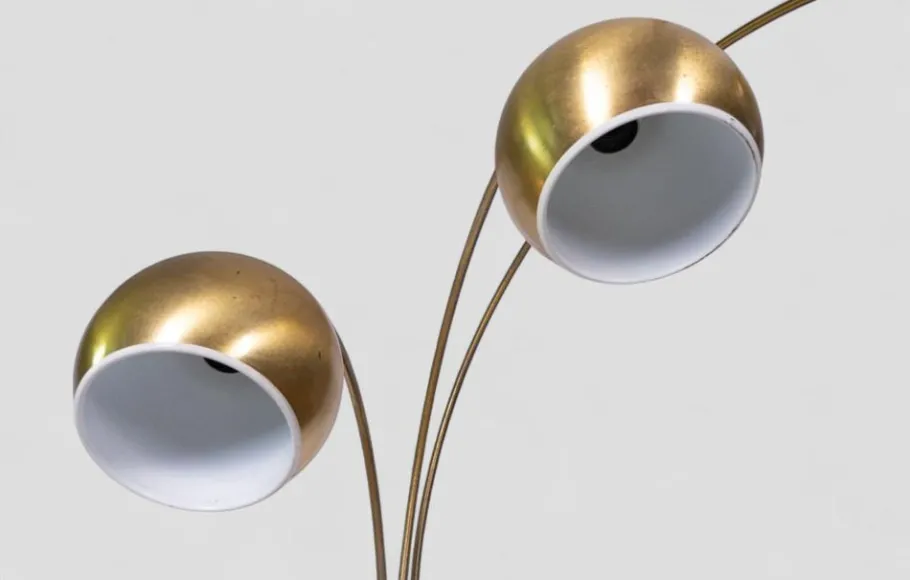 Outlet Pamono Vintage Arc 3-Light Floor Lamp in Brushed Brass