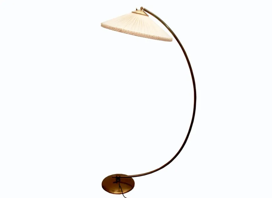 Best Pamono Vintage Arch Lamp in Brass with Plisé, 1950